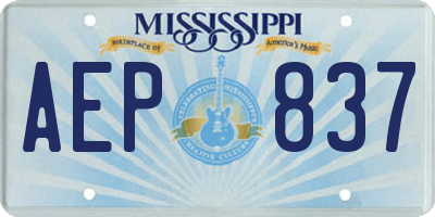 MS license plate AEP837