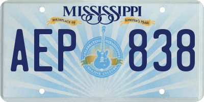 MS license plate AEP838