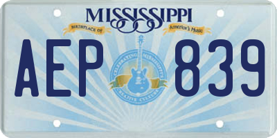 MS license plate AEP839