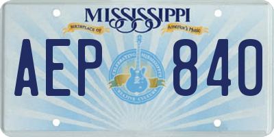 MS license plate AEP840