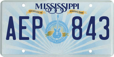 MS license plate AEP843