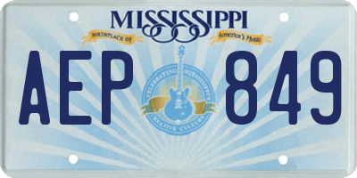 MS license plate AEP849
