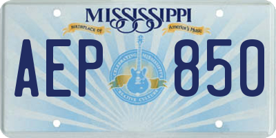 MS license plate AEP850
