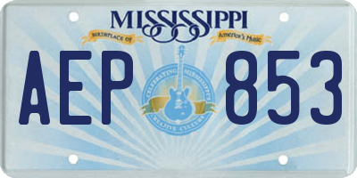 MS license plate AEP853