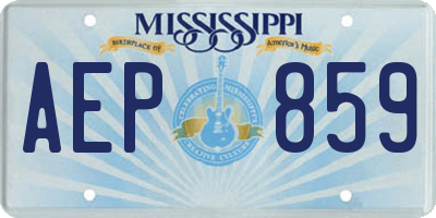 MS license plate AEP859