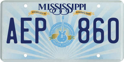 MS license plate AEP860