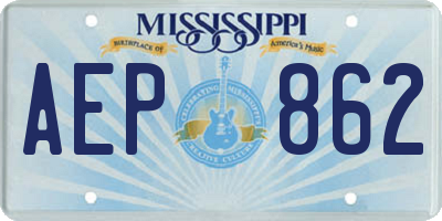 MS license plate AEP862
