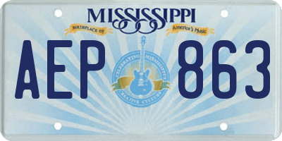 MS license plate AEP863