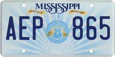 MS license plate AEP865