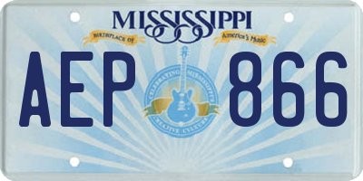MS license plate AEP866
