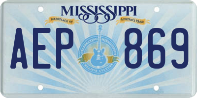 MS license plate AEP869