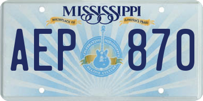 MS license plate AEP870