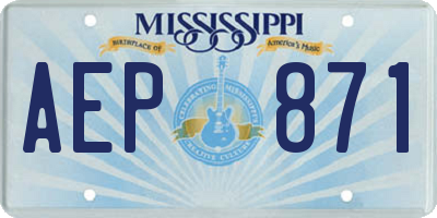 MS license plate AEP871