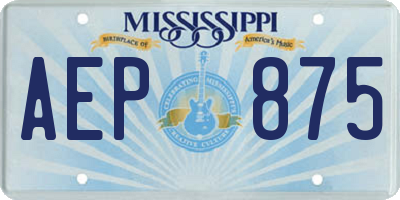 MS license plate AEP875