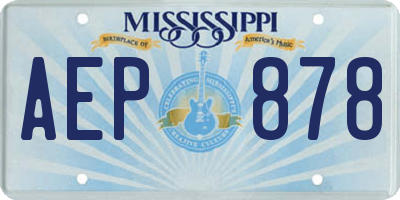 MS license plate AEP878