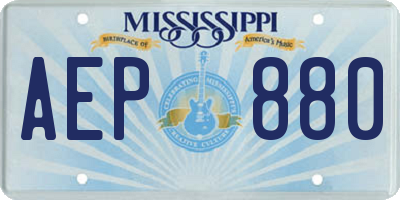 MS license plate AEP880