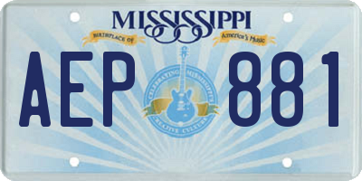MS license plate AEP881