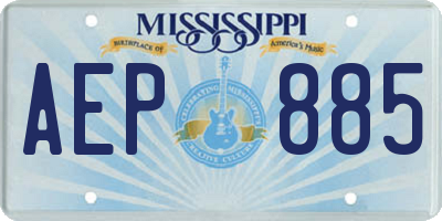 MS license plate AEP885