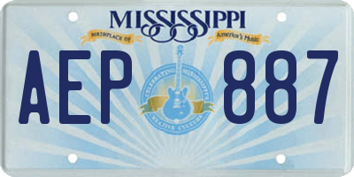 MS license plate AEP887
