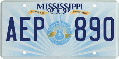 MS license plate AEP890