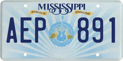 MS license plate AEP891