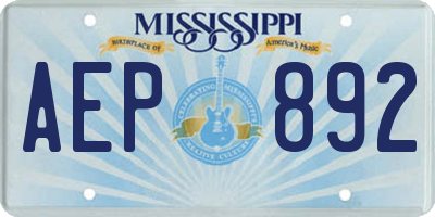 MS license plate AEP892