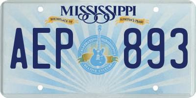 MS license plate AEP893