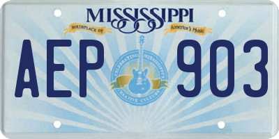 MS license plate AEP903