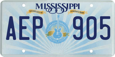 MS license plate AEP905