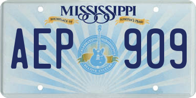 MS license plate AEP909