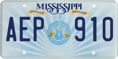 MS license plate AEP910