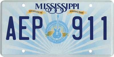 MS license plate AEP911