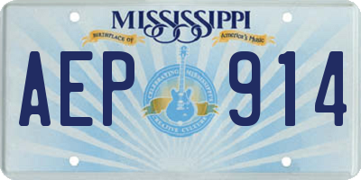 MS license plate AEP914
