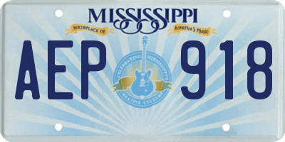 MS license plate AEP918