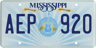 MS license plate AEP920