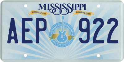 MS license plate AEP922