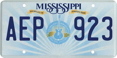 MS license plate AEP923