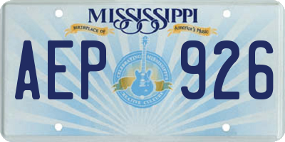 MS license plate AEP926