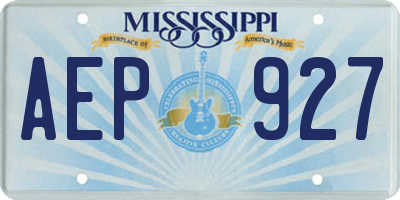 MS license plate AEP927