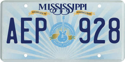 MS license plate AEP928
