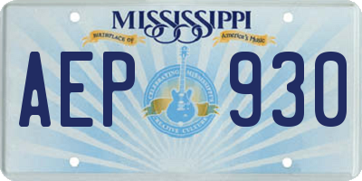 MS license plate AEP930