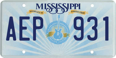 MS license plate AEP931