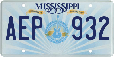 MS license plate AEP932