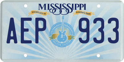 MS license plate AEP933