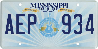 MS license plate AEP934