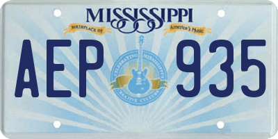 MS license plate AEP935