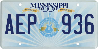 MS license plate AEP936