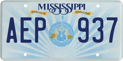 MS license plate AEP937
