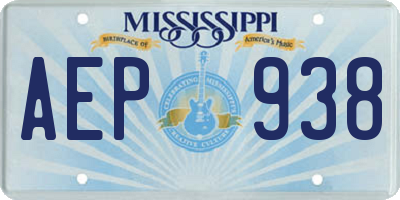 MS license plate AEP938