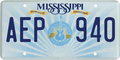 MS license plate AEP940